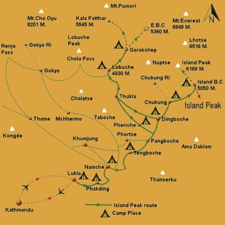 Island Peak Climbing map